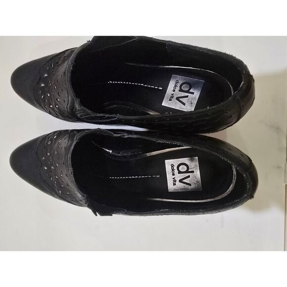 Dolce Vita Black Cutout Ankle Booties Women’s 9.5 Western Boho Heel Metallic - Picture 3 of 8